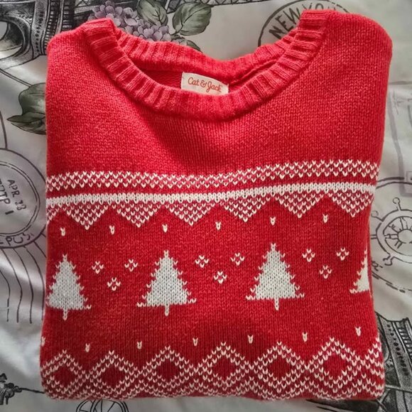 Cat & Jack Red Christmas Ugly Sweater Size S (6/7) Unisex - Picture 4 of 5